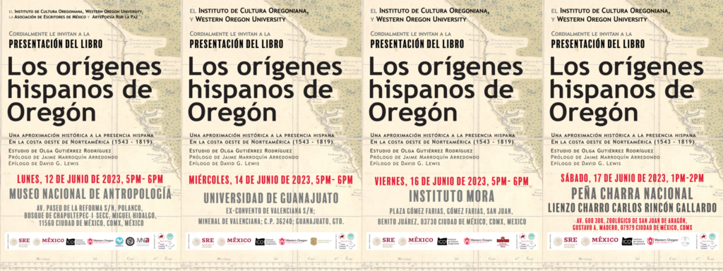 Carteles de las presentaciones de los orígenes hispanos de Oregón en México